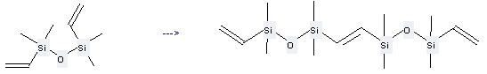 Divinyltetramethyldisiloxane can be used to produce 1,2-bis-(1,1,3,3-tetramethyl-3-vinyl-disiloxanyl)-ethene at the temperature of 80 °C